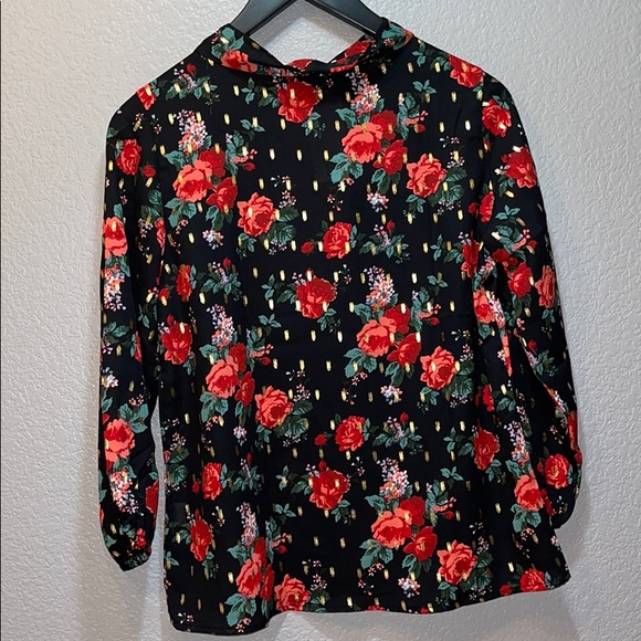 Jon & Anna Black Multi Color Floral 3/4 Sleeve Top - Picture 6 of 10